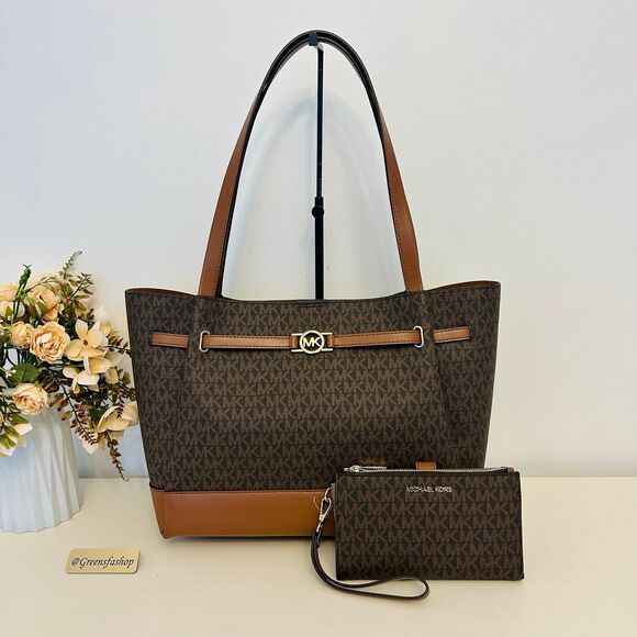 Michael Kors Purse & wallet Reed Large Logo Tote Bag Brown MK - Picture 1 of 11